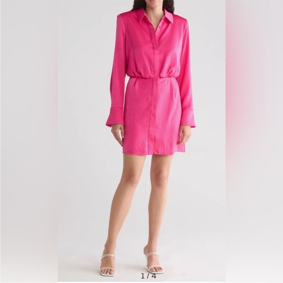 BCBG Hot Pink Chiffon Short Dress. NWT, Meduim - Picture 3 of 7